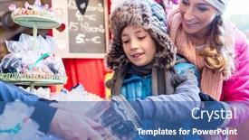  Presentation with christmas candy - Presentation theme featuring mother-and-son-on-christmas background and a ocean colored foreground
