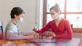  Presentation with chess - Colorful slide set enhanced with mother-and-son-playing-chess backdrop and a red colored foreground