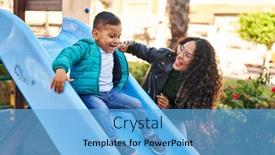  Presentation with park - PPT theme having mother-and-son-playing background and a light blue colored foreground