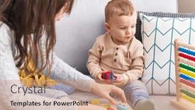  Presentation with maths - PPT layouts consisting of mother-and-son-playing background and a coral colored foreground