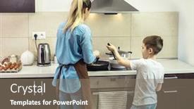  Presentation with weekend - Colorful presentation theme enhanced with mother-and-son-preparing-food backdrop and a gray colored foreground