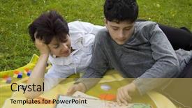  Presentation with books - Slides featuring mother and son read the books background and a yellow colored foreground