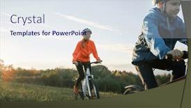  Presentation with weekend - PPT theme consisting of mother-and-son-ride-bike background and a sky blue colored foreground