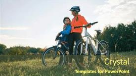  Presentation with learn - PPT theme enhanced with mother-and-son-ride background and a tawny brown colored foreground