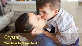  Presentation with kiss - Slide set consisting of mother-and-son-share background and a tawny brown colored foreground