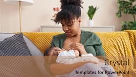  Presentation with home - Slide set having mother-and-son-sitting background and a  colored foreground