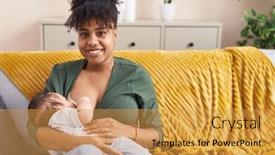  Presentation with breastfeeding - Presentation design enhanced with mother-and-son-sitting background and a gold colored foreground