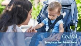  Presentation with baby sitting - Slide set featuring mother-and-son-smiling-confident background and a ocean colored foreground