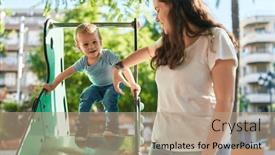  Presentation with playground - PPT layouts consisting of mother-and-son-smiling-confident background and a coral colored foreground
