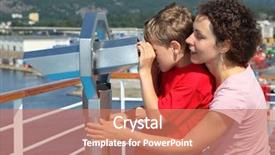  Presentation with ship - Slide deck consisting of mother-and-son-stand background and a coral colored foreground