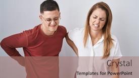  Presentation with back pain - PPT layouts featuring mother-and-son-standing-together background and a  colored foreground