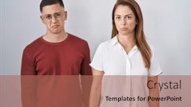  Presentation with crying - Slide deck featuring mother-and-son-standing-together background and a coral colored foreground