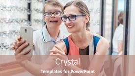  Presentation with optometrist - Slides having mother-and-son-taking-selfie background and a coral colored foreground