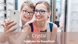  Presentation with selfie - Theme enhanced with mother-and-son-taking-selfie background and a coral colored foreground