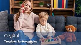  Presentation with smartphone - Presentation design featuring mother-and-son-talking background and a ocean colored foreground