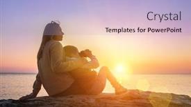  Presentation with binocular - Amazing slide deck having mother-and-son-tourist-traveling backdrop and a light blue colored foreground