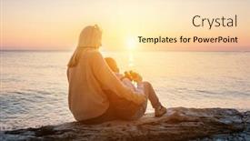  Presentation with binocular - Presentation design featuring mother-and-son-tourist-traveling background and a lemonade colored foreground