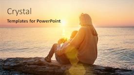  Presentation with binocular - Theme with mother-and-son-tourist-traveling background and a lemonade colored foreground