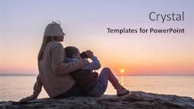  Presentation with binocular - Audience pleasing theme consisting of mother-and-son-tourist-traveling backdrop and a light blue colored foreground