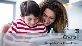  Presentation with indian mother son - Presentation having mother and son using digital background and a light blue colored foreground