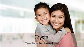  Presentation with together - Audience pleasing PPT theme consisting of mother and son who are backdrop and a coral colored foreground