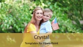  Presentation with american flag - Audience pleasing PPT layouts consisting of mother and son with american backdrop and a  colored foreground