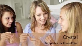  Presentation with nail salon beauty nails concept - Audience pleasing PPT theme consisting of mother and teenage daughters painting backdrop and a coral colored foreground