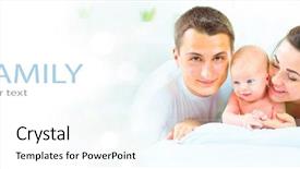  Presentation with portrait happy family smiling - Slides enhanced with mother and their newborn baby background and a cool aqua colored foreground