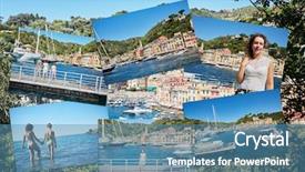  Presentation with family children - Presentation design consisting of mother and two children collage background and a teal colored foreground