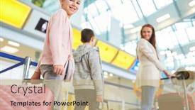  Presentation with departure - Slide deck featuring mother-and-two-children background and a coral colored foreground