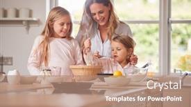  Presentation with kitchen - Amazing theme having mother-and-two-daughters-making backdrop and a coral colored foreground