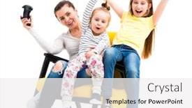  Presentation with winning - Slides featuring mother-and-two-daughters-playing background and a white colored foreground