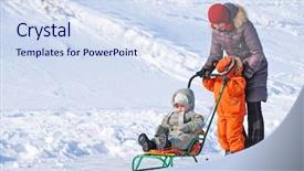  Presentation with rink - Theme with mother and two kids teachin background and a sky blue colored foreground