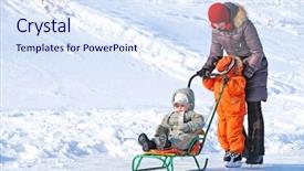  Presentation with rink - Colorful slide deck enhanced with mother and two kids teachin backdrop and a sky blue colored foreground