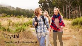  Presentation with walking trail - Slide set enhanced with mother and two kids walking background and a coral colored foreground