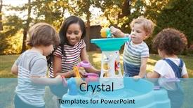  Presentation with young children playing - PPT layouts featuring mother and young children playing background and a light blue colored foreground