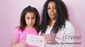  Presentation with mom daughter - PPT layouts having mother-and-young-daughter-holding background and a lemonade colored foreground
