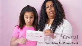  Presentation with mom daughter - Slide set featuring mother-and-young-daughter-holding background and a lemonade colored foreground