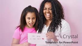  Presentation with mom daughter - Slide deck having mother-and-young-daughter-holding background and a lemonade colored foreground