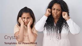  Presentation with noise - Slides enhanced with mother-and-young-daughter-standing background and a coral colored foreground