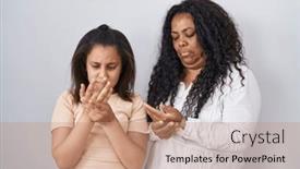  Presentation with inflammation - Presentation theme consisting of mother-and-young-daughter-standing background and a coral colored foreground