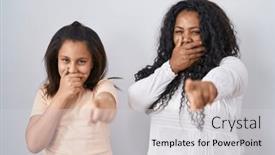  Presentation with shame - PPT theme enhanced with mother-and-young-daughter-standing background and a light gray colored foreground