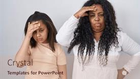  Presentation with crisis - Presentation theme consisting of mother-and-young-daughter-standing background and a coral colored foreground