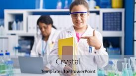  Presentation with working mother - Presentation design featuring mother-and-young-daughter-working background and a light blue colored foreground