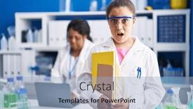  Presentation with working mother - Presentation theme featuring mother-and-young-daughter-working and a light blue colored foreground