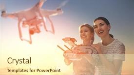  Presentation with drone technology - Theme consisting of mother are operating the drone background and a cream colored foreground