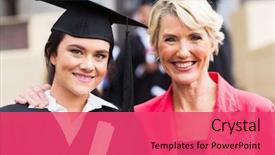  Presentation with graduation ceremony invitation - Slides enhanced with mother at graduation ceremony background and a red colored foreground