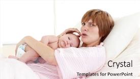  Presentation with newborn baby hospital - Colorful PPT theme enhanced with mother attending to her newborn backdrop and a  colored foreground