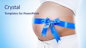  Presentation with pregnant mother - Amazing presentation theme having mother baby skin - pregnant belly with blue ribbon backdrop and a sky blue colored foreground