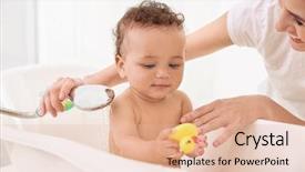  Presentation with mother baby clipart - Slide deck featuring mother bathing baby at home background and a lemonade colored foreground